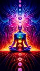 Obraz premium Modern Art Illustration of Human Chakras - Vibrant Spiritual Artwork