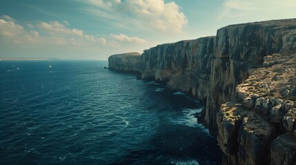 The breathtaking cliffs of Ta' Cenc, Gozo, Malta, with panoramic views of the Mediterranean Sea and...