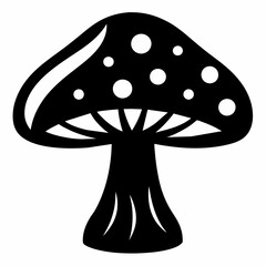 Mushroom black silhouette illustration