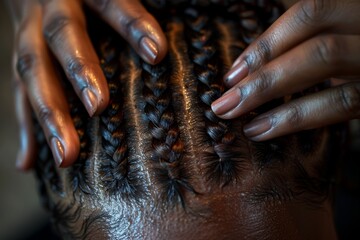 Skillful Hairdresser Braiding Hair Close-Up for Salon Marketing and Hair Care Tutorials