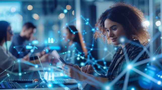 Collaborative Workspace with Mobile Communication and Digital Connectivity for Modern Offices