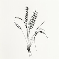 Fototapeta premium Line art drawing of wheat ear