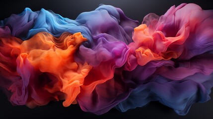 Obraz premium A vivid and dynamic abstract artwork featuring intricate swirling smoke patterns in vibrant colors, blending seamlessly to create a harmonious composition full of energy and beauty
