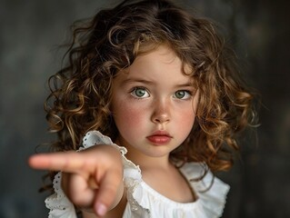 Stunning photos in high resolution: a fashionista, with chestnut curls and sly green eyes, points at herself, everyone loves her. Photos that capture the essence of the moment, of a capricious child.