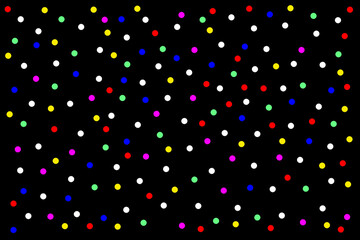 Colorful stars in a black background.