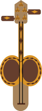 Kazakh traditional musical string instrument Kobyz isolated on white. Stock vector illustration
