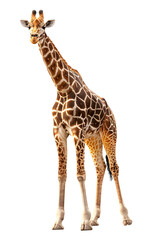 Obraz premium Giraffe isolated on transparent background, wild life concept, realistic illustration, generative ai