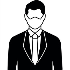 a man standing with wearing mask vector silhouette white background