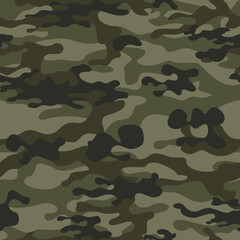 Fototapeta premium army camouflage, khaki texture, forest background, seamless pattern for textiles