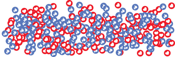 lot of Heart and like sign, Social media like and heart icon, thumb up, group of like and heart, social media Emoji, Love icon