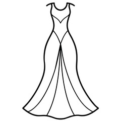 a complete gown dress mockup vector silhouette, white background