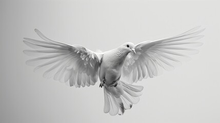 Fototapeta premium Graceful Dove in Flight Monochrome Image