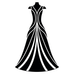 a complete gown dress mockup vector silhouette, white background