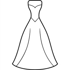 a complete gown dress mockup vector silhouette, white background