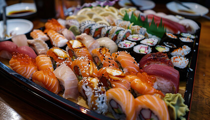 Exquisite Sushi and Sashimi Platter