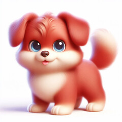 Fototapeta premium Cute furry dog ​​3D character on white background