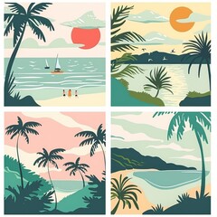 Obraz premium Collection of tropical theme design for poster greeting card books