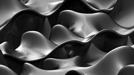 Obraz premium a sleek black background adorned with smooth lines and curves, crafting an abstract and futuristic wallpaper design that captivates the imagination. SEAMLESS PATTERN