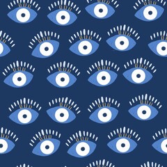 Seamless pattern background with nazar greek eyes