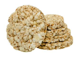 Round cereal breads on a white background. Diet food. Cereal bread isolate