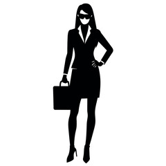 Fototapeta premium A professional business woman stand with wearing sunglass vector silhouette
