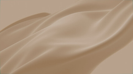 Abstract tenderness beige brown silk background luxury wave cloth satin pastel color fabric. Gold aqua liquid wave splash, wavy fluid texture. Fluttering material. 3D animation motion design wallpaper