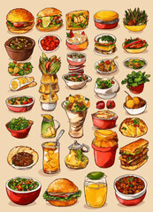 set of kinds of food