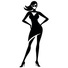 A stylish woman standing pose vector silhouette, white background