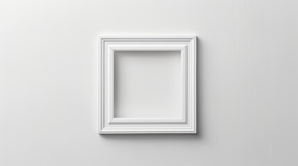 Isolated white painting frame on a white background, minimalist and clean, perfect for contemporary art and design mock-ups