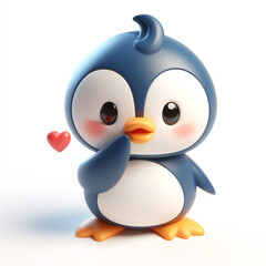 Obraz premium 3D cute penguin cartoon on white background