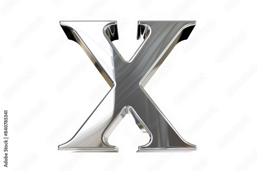 Poster a simple chrome letter x on a white background, great for branding or design projects