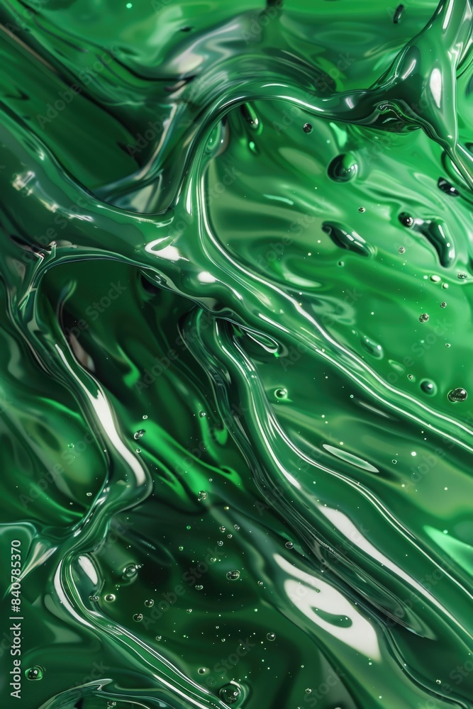 Poster a detailed view of a green liquid surface with subtle movement and ripples
