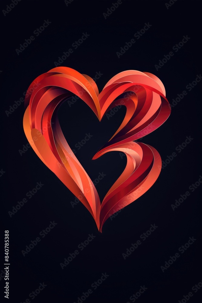 Poster a red heart-shaped object against a black background