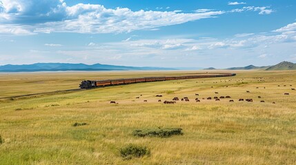 Obraz premium Train Journey Across the Plains