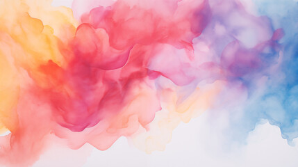 Fototapeta premium Abstract watercolor landscape with orange, pink, and blue hues