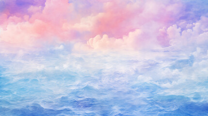 Obraz premium Watercolor cloudscape over blue water