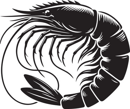 recommend clip art: Shrimp silhouette vector illustration