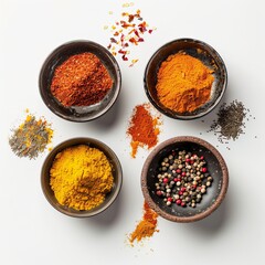 Vibrant Spices on a White Background for Food Styling Generative AI