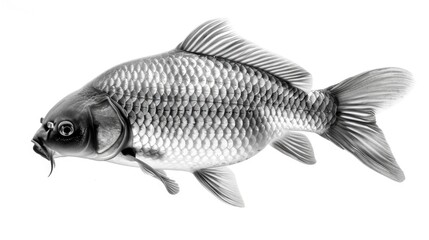 Obraz premium A simple illustration of a fish in grayscale colors