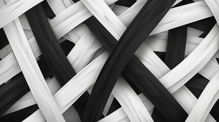 Abstract Black And White Intertwined Lines Create A Modern Design