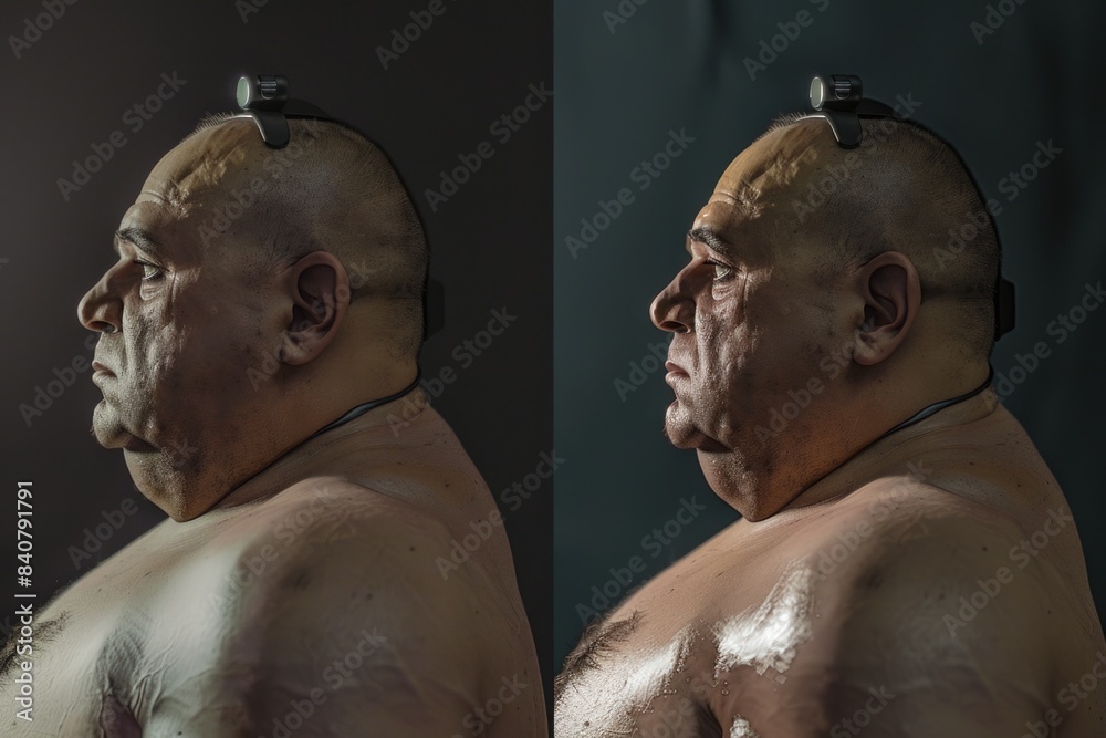 Poster A person with a clean-shaved head, possibly in a professional or formal setting