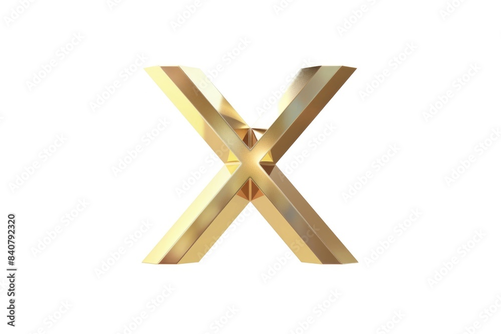 Poster a single gold letter 'x' stands out against a clean white background, perfect for use in designs and