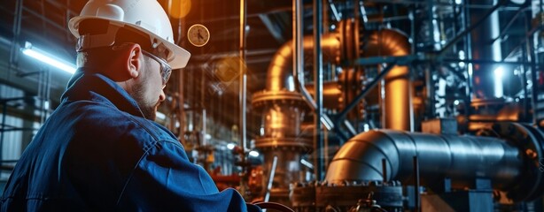 Engineer in safety helmet at factory,