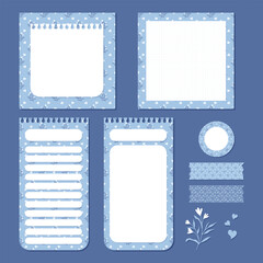 Set of cute kawaii memo pad notepad and scrapbooking element vectors
