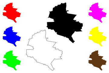 Bucharest County (Administrative divisions of Romania, Bucuresti - Ilfov development region) map vector illustration, scribble sketch Bucharest map..