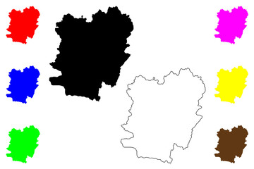 Caras-Severin County (Administrative divisions of Romania, Vest development region) map vector illustration, scribble sketch Caras-Severin map..