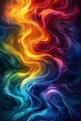 Fototapeta premium Abstract Rainbow Swirls on a Dark Background