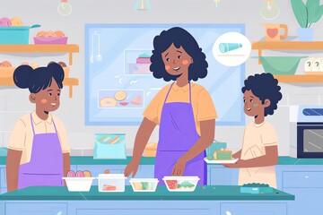 Mother Packing Healthy Lunches for Kids