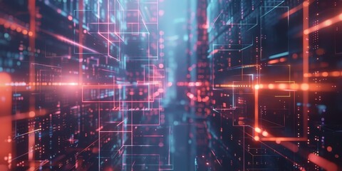 Fototapeta premium Modern tech design featuring a minimalist grid pattern and dynamic gradient, ideal for illustrating innovative digital concepts