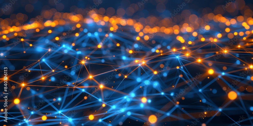 Poster abstract technology background with a focus on digital networks and grid patterns, highlighting the 
